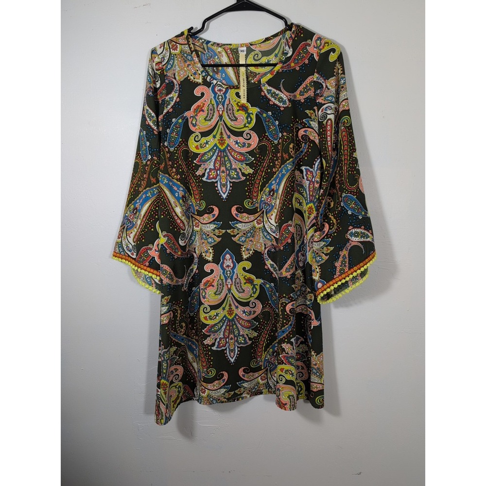 Uncle frank XS casual Paisley dress with batwing  sleeve artsy maximalist gypsy